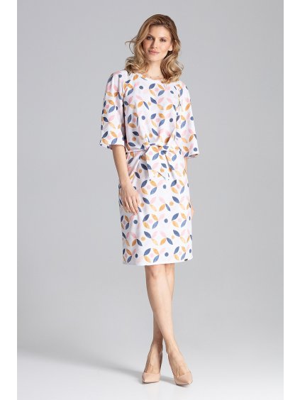 Bílé šaty se vzorem a vázáním