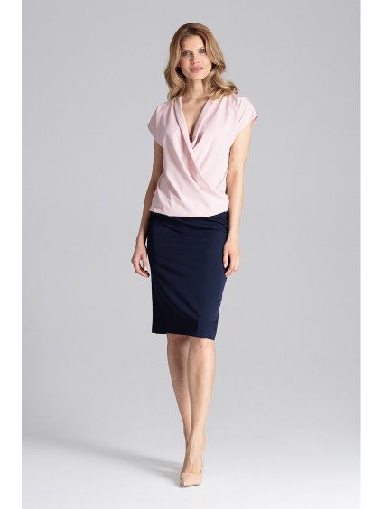 Růžová překládaná blůza