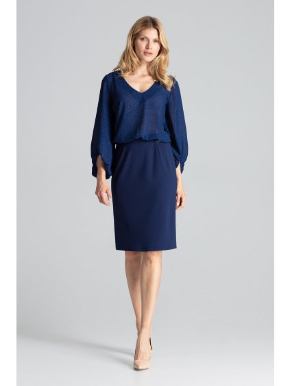 Elegantní sukně rovného střihu M688 Navy