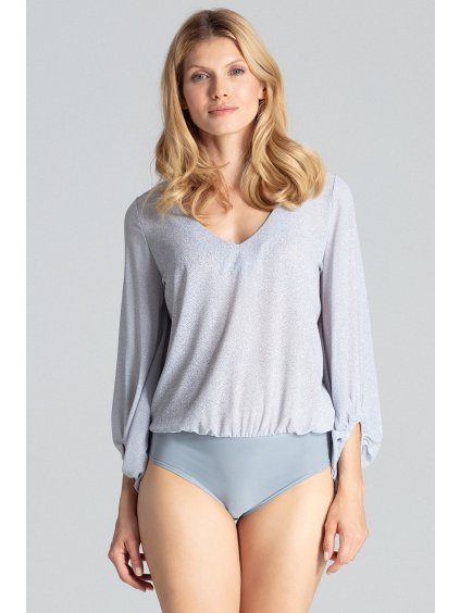 Elegantní body se vzdušnými rukávy M686 Grey