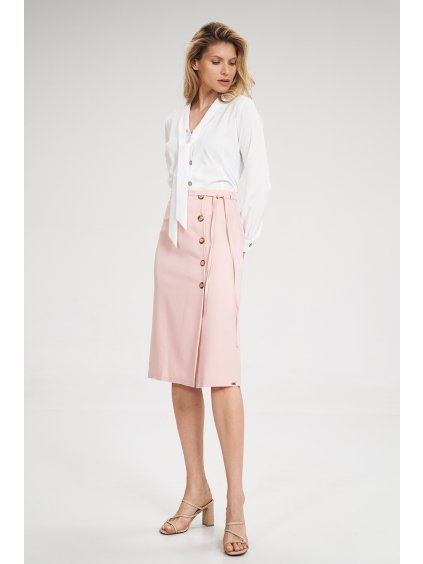 Světle růžová midi sukně M697 Pink