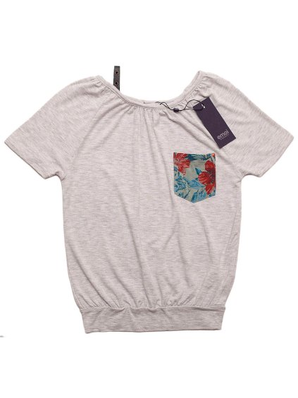 Emoi dívčí šedé tričko s květinovou kapsou