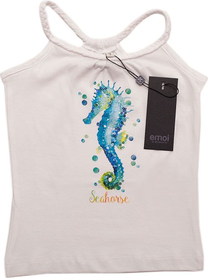 Emoi bílé dívčí tričko s mořským koníkem