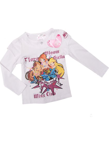 Winx club dívčí bílé tričko s dlouhým rukávem