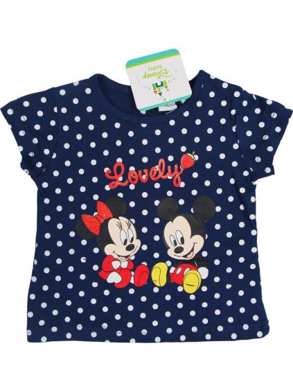 Minnie Mouse modré dívčí tričko s puntíky