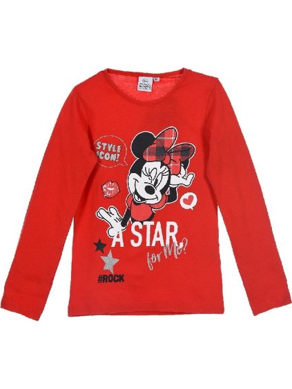 Disney Minnie Mouse červené tričko s dlouhým rukávem (Velikost 104)