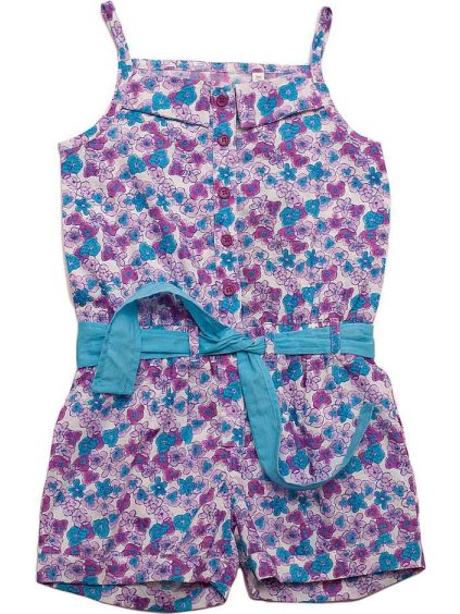 Emoi dívčí letní fialový overal s květy