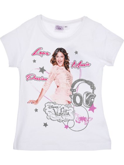 Disney Violetta Bílé tričko Musical (Velikost 114)