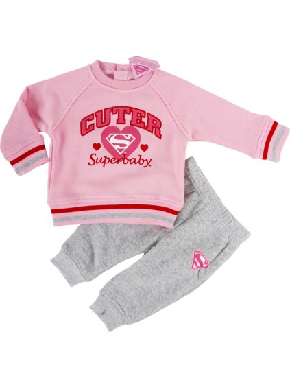 Super Baby dívčí růžovo/šedá tepláková souprava (Velikost 67)