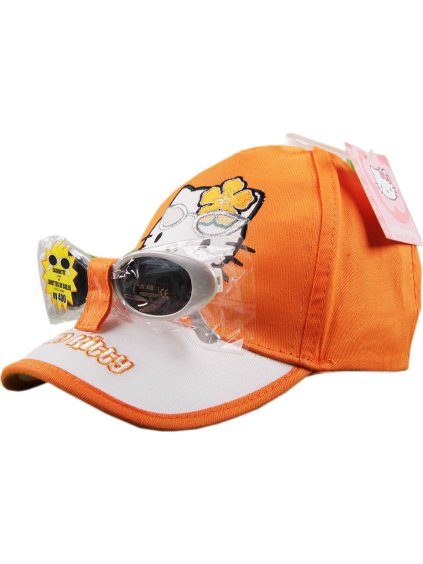 Hello Kitty set Oranžová kšiltovka a brýle (Velikost 52)