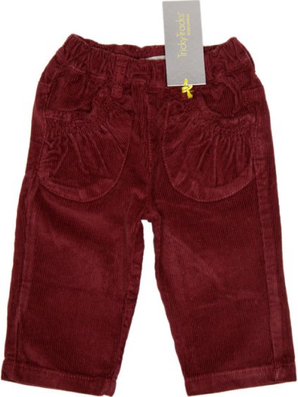 Corduroy dívčí tmavě červené kalhoty na gumu