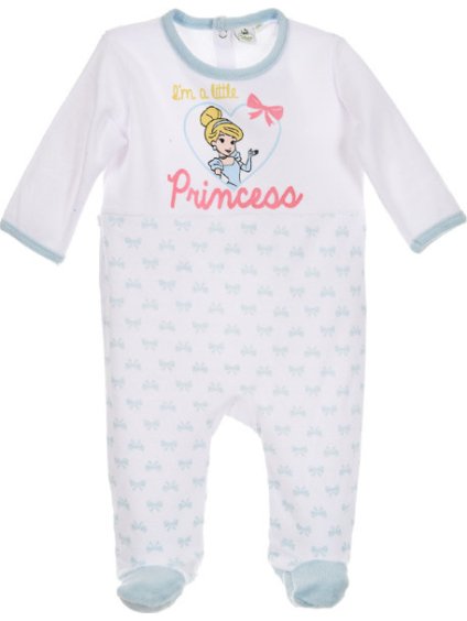 Rompers Princess dívčí bílo/modré dupačky (Velikost 74)