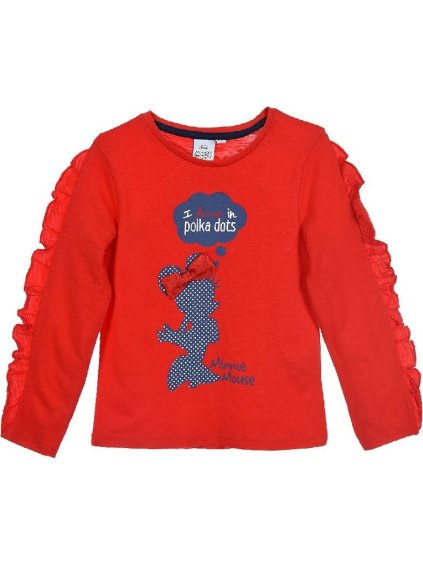 Minnie Mouse červené dívčí tričko s volánem