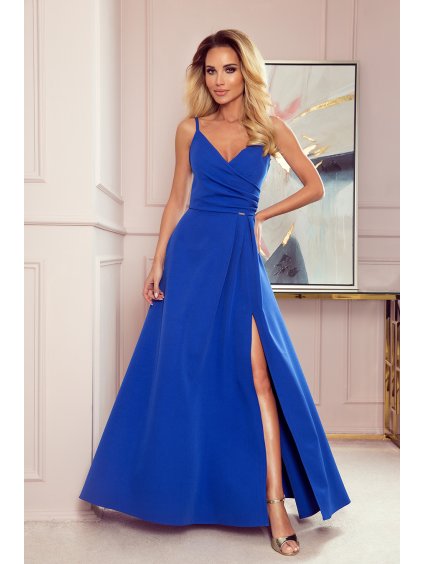 Elegantní modré maxi šaty DANIELE (Velikost S)