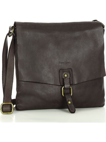 MARCO MAZZINI Kožená crossbody kabelka - tmavě hnědá
