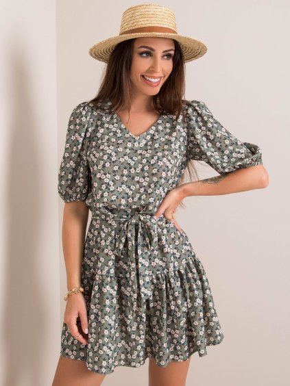 Dámské zelené šaty s motivem květin