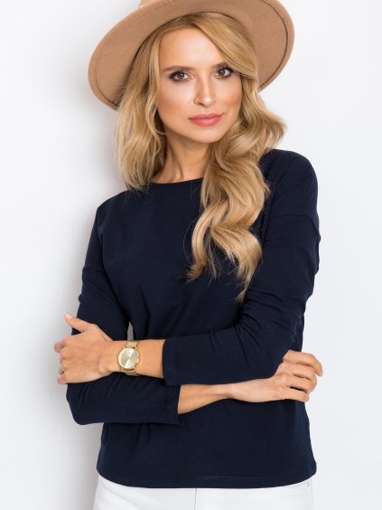 Dámské modré tričko s dlouhým rukávem