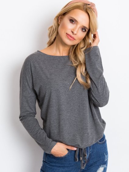 Dámské šedé tričko na zavázání v pase