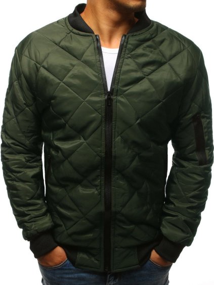 Pánská prošívaná zelená bomber bunda