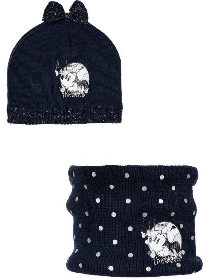Modrý set čepice a nákrčníku Minnie