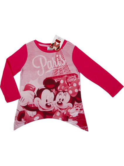 Dívčí červeno-růžové tričko s dlouhým rukávem Minnie Mouse