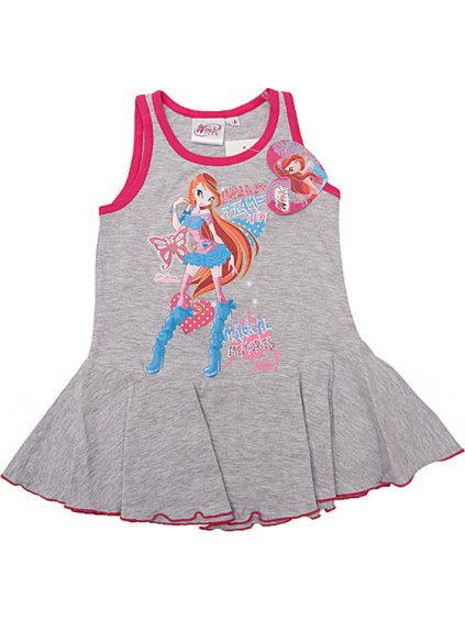 Šedé dívčí šaty bez rukávů Winx Club