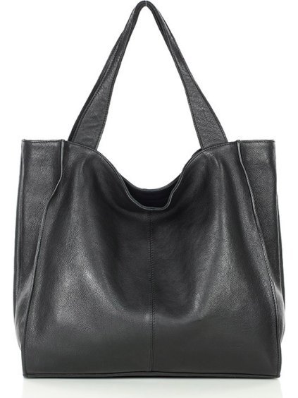 MARCO MAZZINI Černá kožená shopper kabelka
