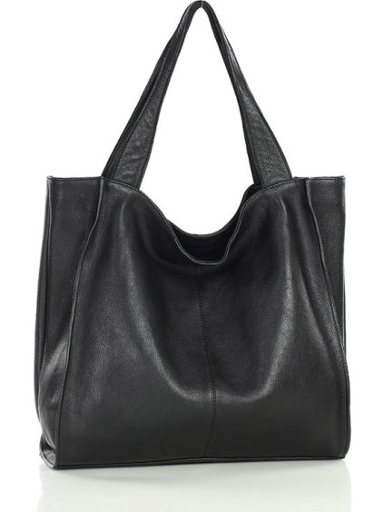 MARCO MAZZINI Černá kožená shopper kabelka (Velikost ONE SIZE)