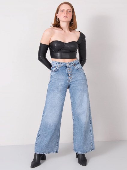 Světle modré džínové dámské zvonové kalhoty