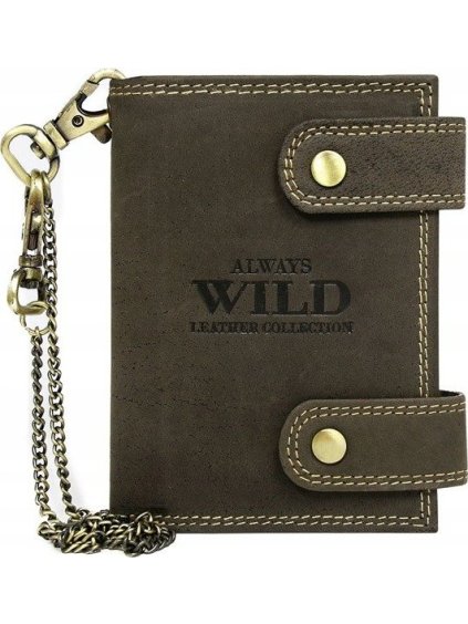Always Wild Hnědá pánská peněženka s řetízkem A016