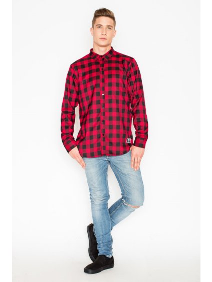 Červená kostkovaná košile