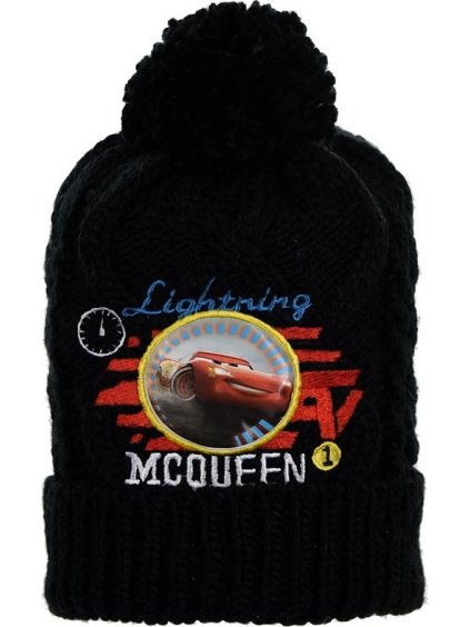 Disney Cars černá chlapecká čepice s bambulí