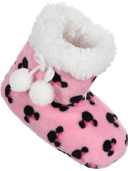Minnie Mouse růžové chlupaté papuče (Velikost 25/26)