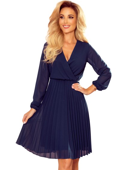 Modré šifónové šaty CAMILLA (Velikost XS)