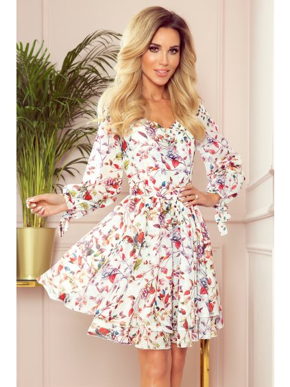 Šifonové šaty s výstřihem a mašličkami na rukávech LUCY