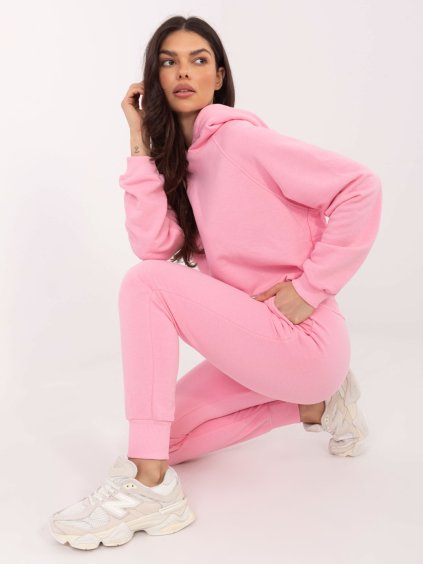 Světle růžová basic souprava mikiny a kalhot