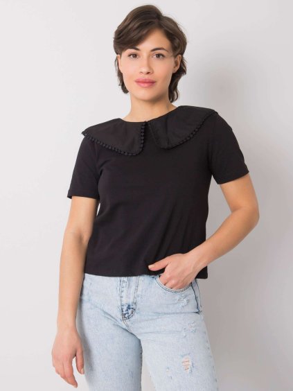 Černé dámské tričko s límečkem