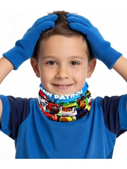Modrá chlapecká sada nákrčníku a rukavic Paw Patrol