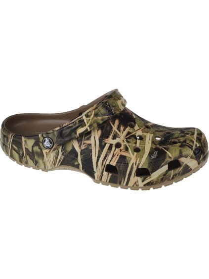 Hnědé vzorované nazouváky Crocs Classic Realtree V2