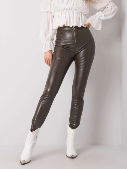 Lesklé khaki kalhoty Nereida (Velikost XS)