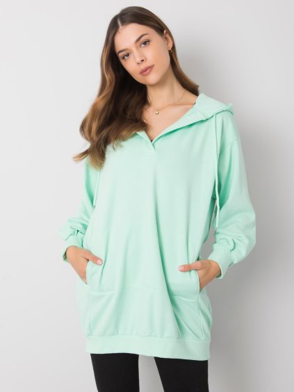 Mintová dámská delší mikina