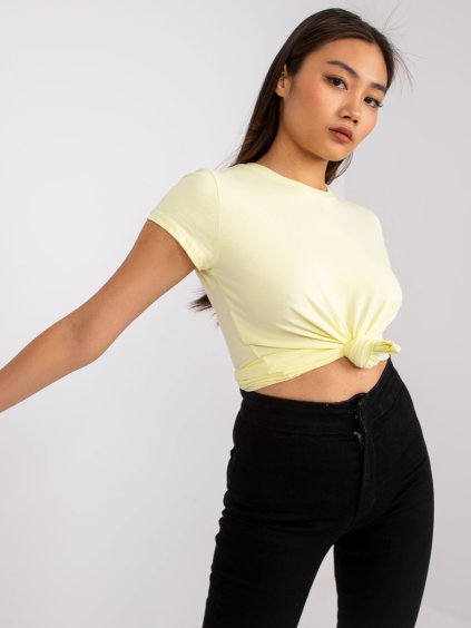 Světle žluté basic tričko