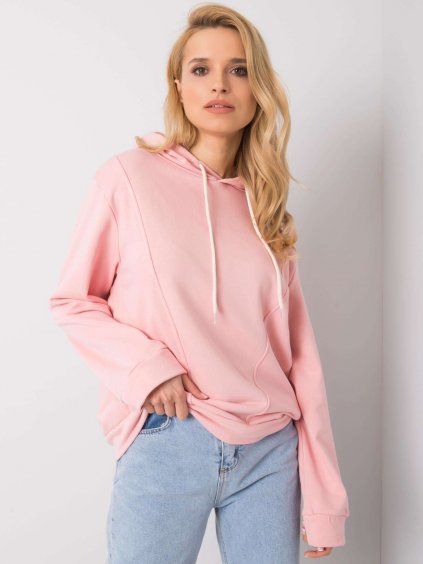 Světle růžová dámská mikina s kapucí