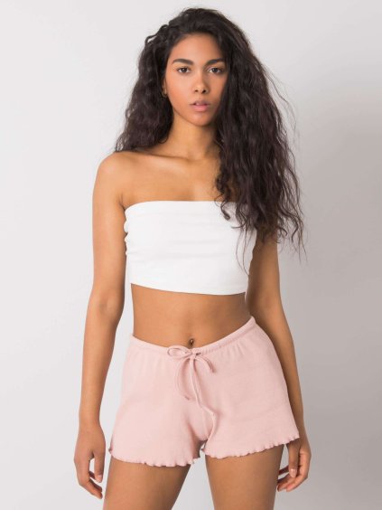 Růžové dámské žebrované šortky