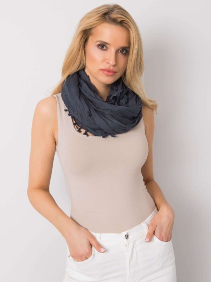 Tmavě modrý šátek se střapci