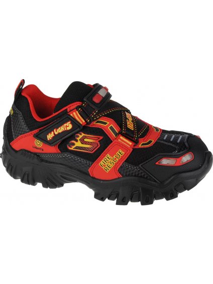 ČERNO-ČERVENÉ CHLAPECKÉ SVÍTÍCÍ TENISKY SKECHERS DAMAGER III-FIRE STOPPER