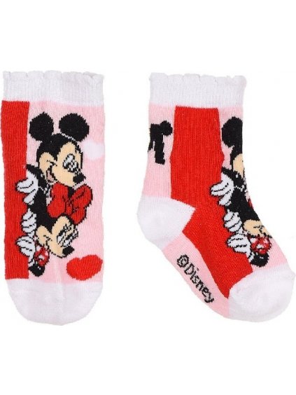 DISNEY MINNIE MOUSE - RŮŽOVO-BÍLÉ DÍVČÍ PONOŽKY