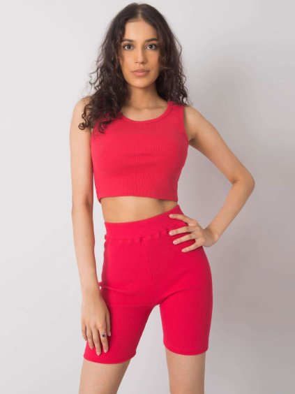 Růžové žebrované biker shorts