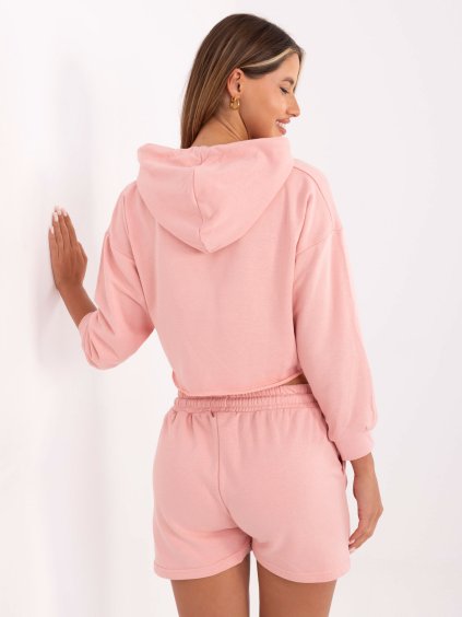 Světle růžová krátká tepláková souprava mikiny a šortek