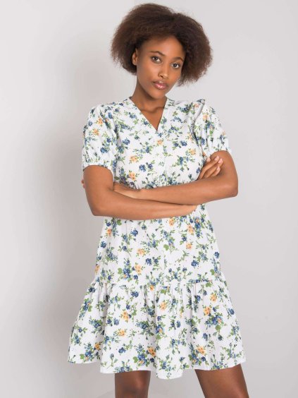 Bílé dámské šaty s květinovým potiskem